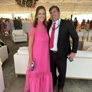 Vibrant Pink Sheer Maxi Dress